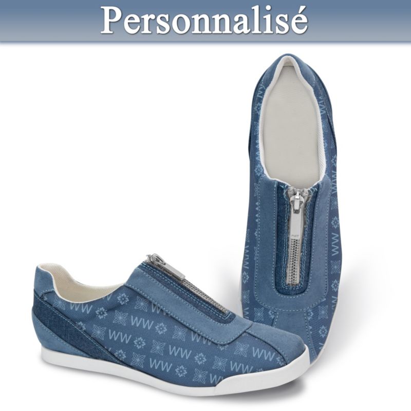 C'est moi – Chaussures pour femmes personnalisées avec monogramme (bleu jean)