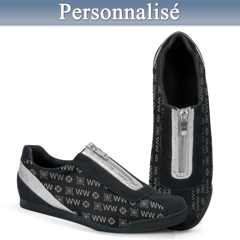 C'est moi – Chaussures pour femmes personnalisées avec monogramme (noir/argent)