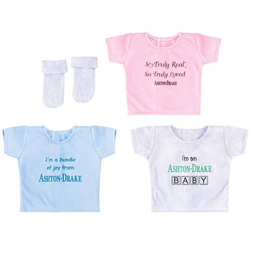 Set of 3 T-Shirt and Socks Baby Doll Accessory Set 