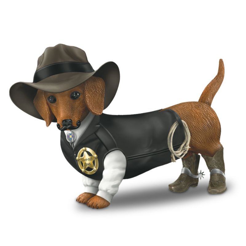 "Sher-ruff S. Paws" Cowboy Dachshund Figurine