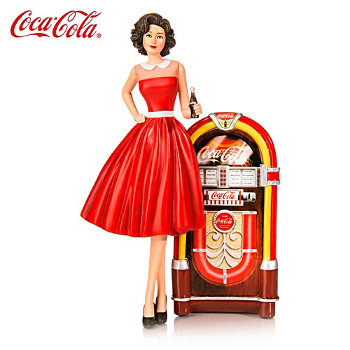 Rockin with Coca Cola Lady with Juke Box Figurine NEW 