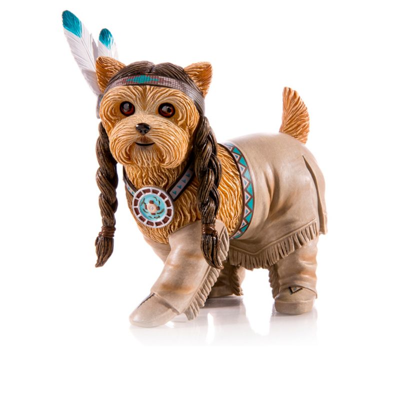 Running Woof Native American Yorkie Figurine