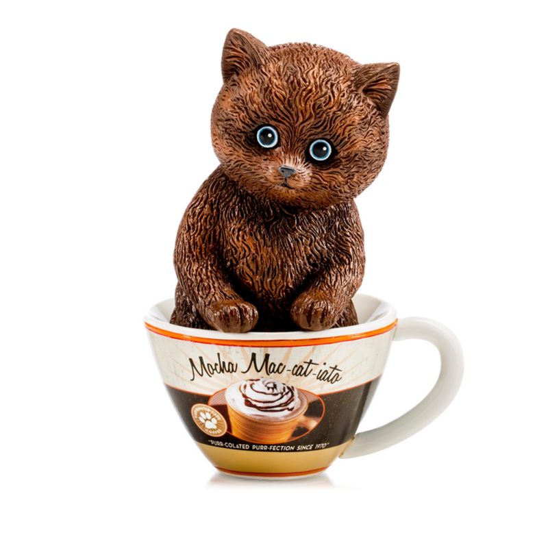 "Mocha Mac-cat-iato" Kitten In A Coffee Cup Figurine