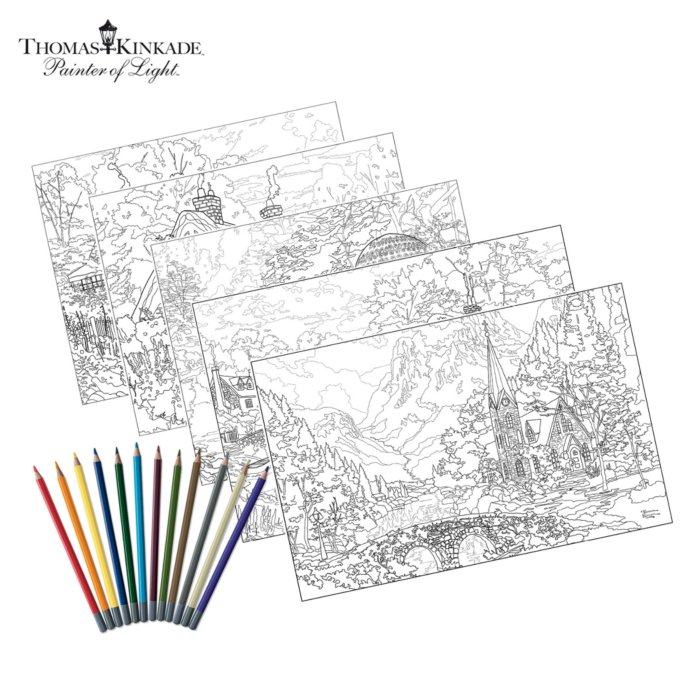 Thomas Kinkade Artistic Escapes Adult Coloring Pencil Kit