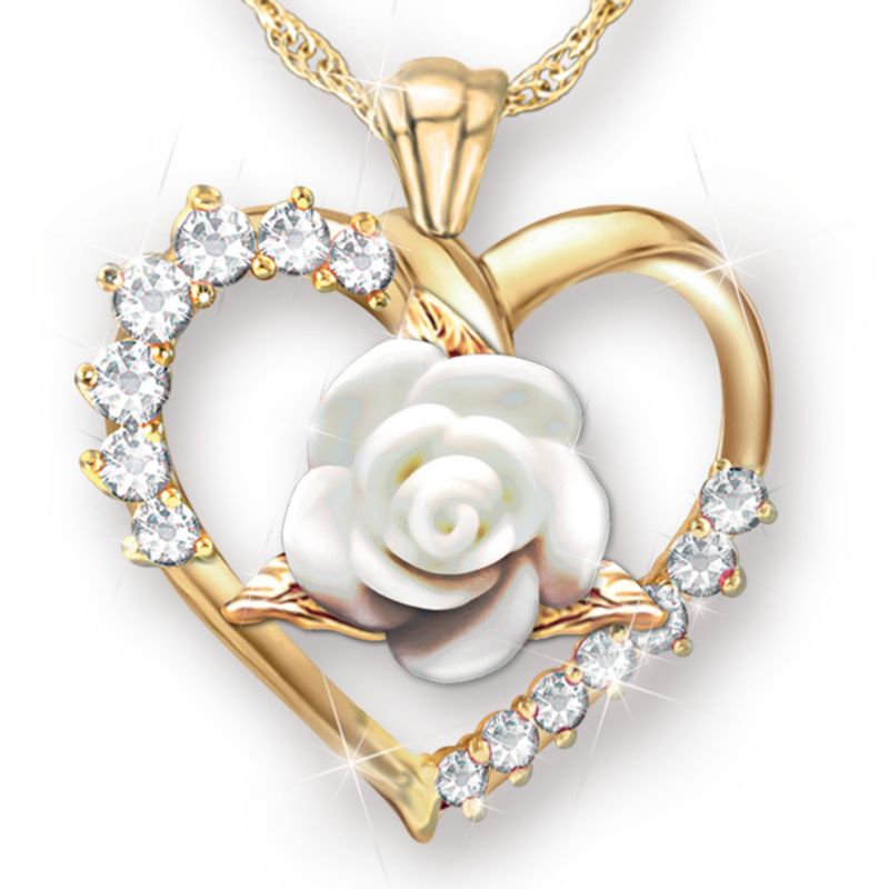 Forever Yours Women's White Rose Pendant