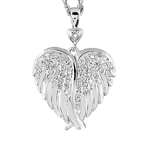 ‘Guardian Angel Embrace’ Rhodium-Plated Diamond Locket