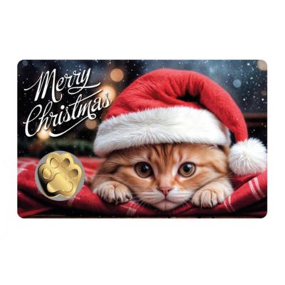 Katze mit Weihnachtsmütze - Kleingold-Sammlermünze