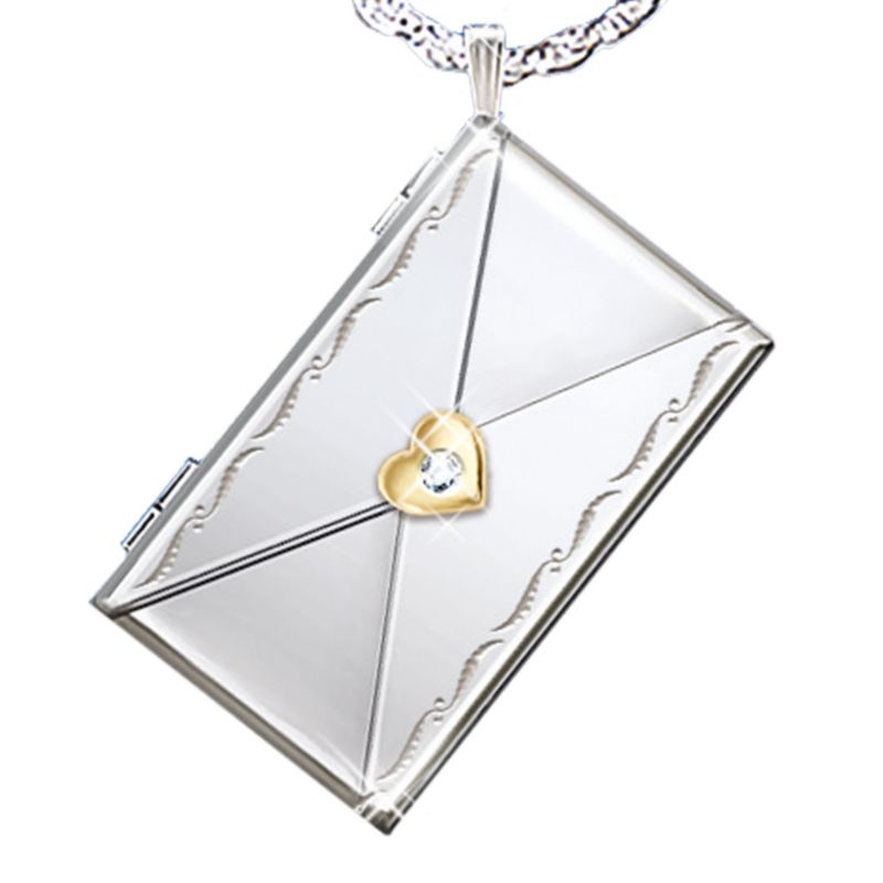 Daughter Diamond Gold-Plated Letter Pendant Necklace Locket: 'Dear