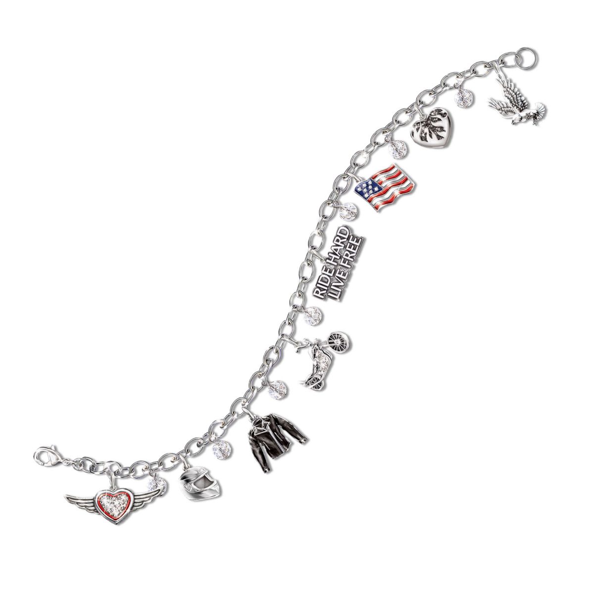 'Ride Hard, Live Free' Charm Bracelet