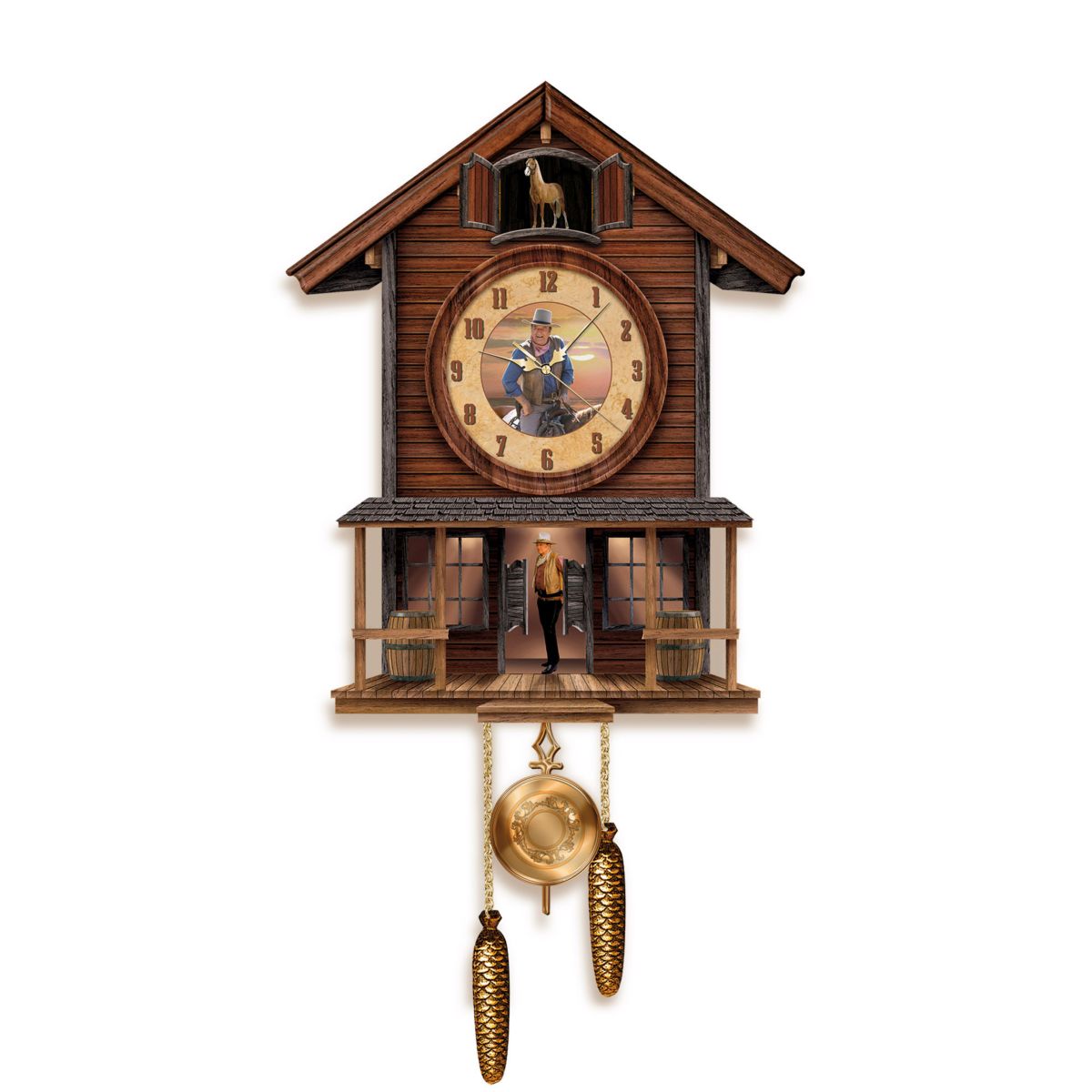 Illuminated 3D John Wayne Cuckoo Clock