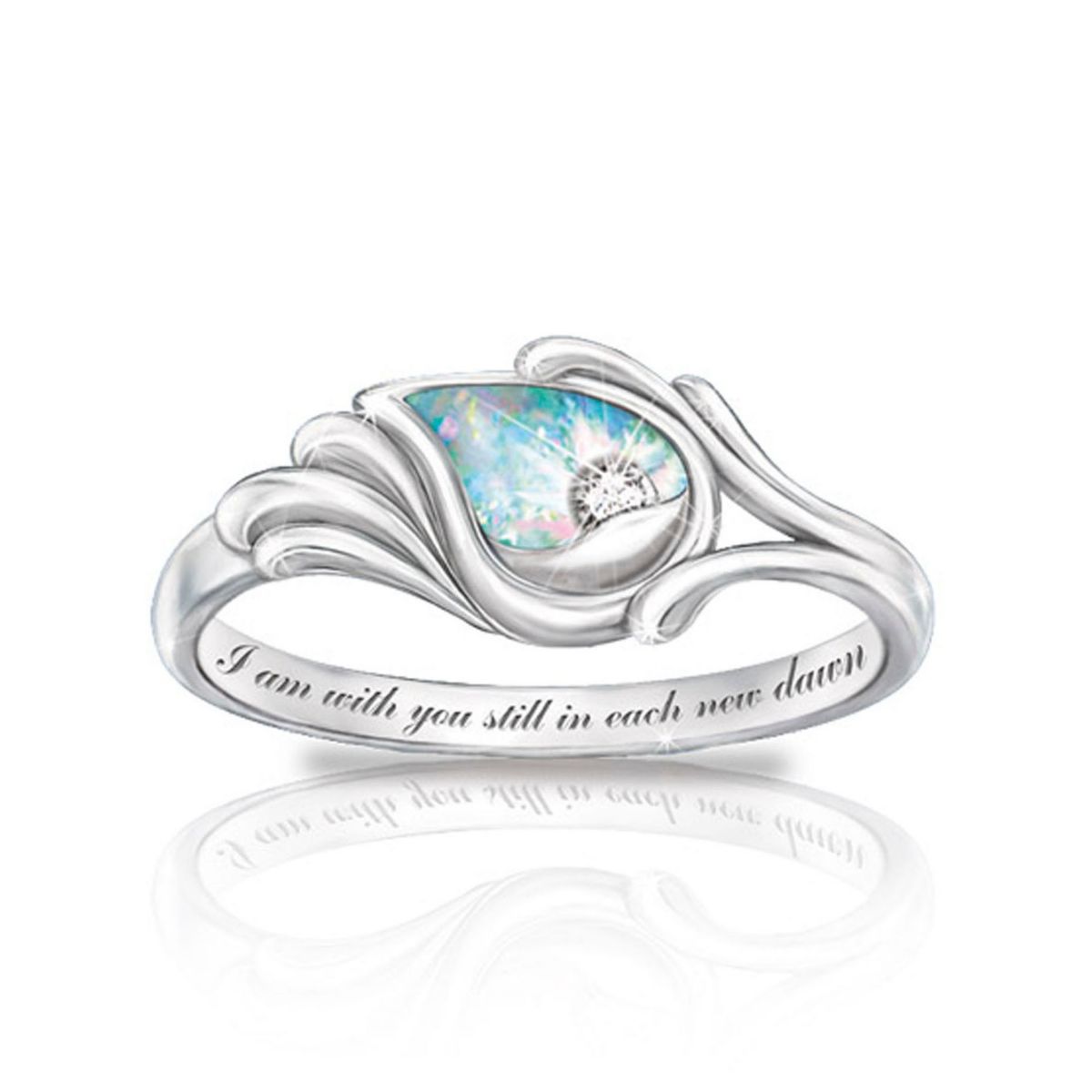 'I Am With You' Diamond And Opal Ring