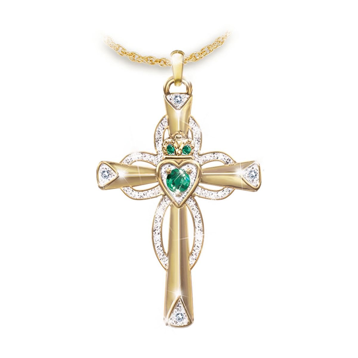 Thomas Kinkade Emerald & Diamond Claddagh Pendant
