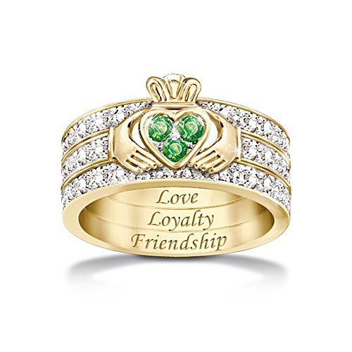 'Blessing Of The Claddagh' Emerald And Diamond Ring