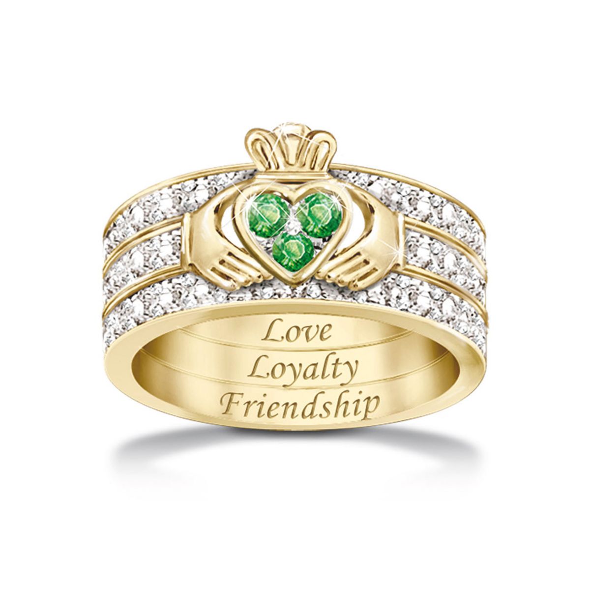 'Blessing Of The Claddagh' Emerald And Diamond Ring
