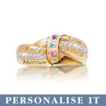 Gold Plated Birthstone Personalised Ladies Ring A Mother s Embrace Gold Personalised Birthstone Ring