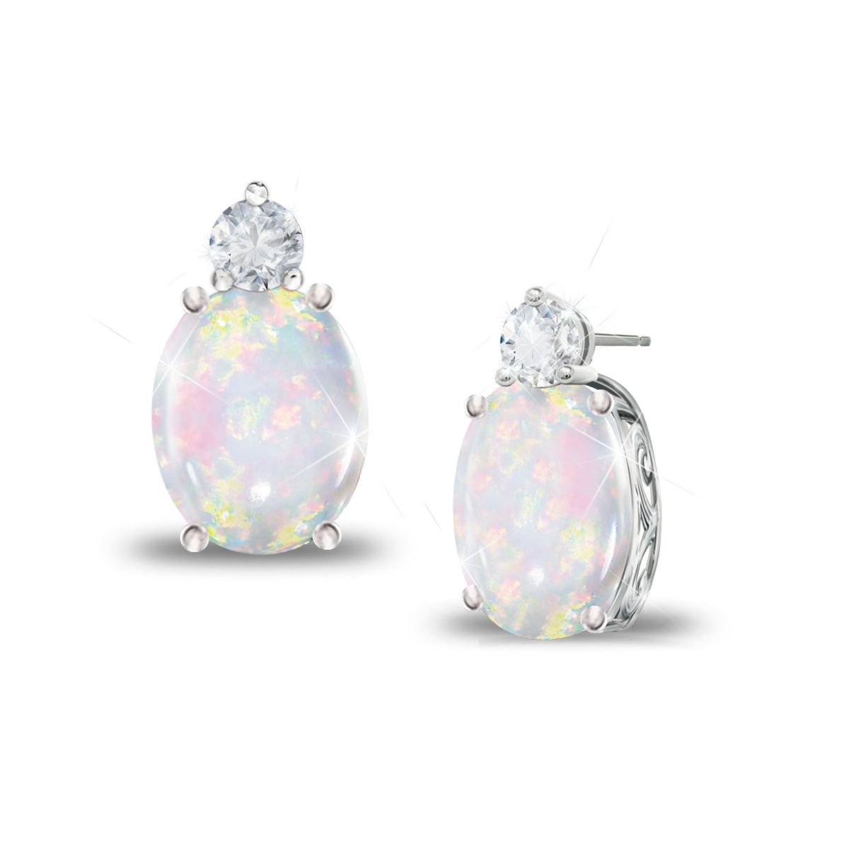'Shimmering Elegance’ Australian Opal And Diamond Earrings