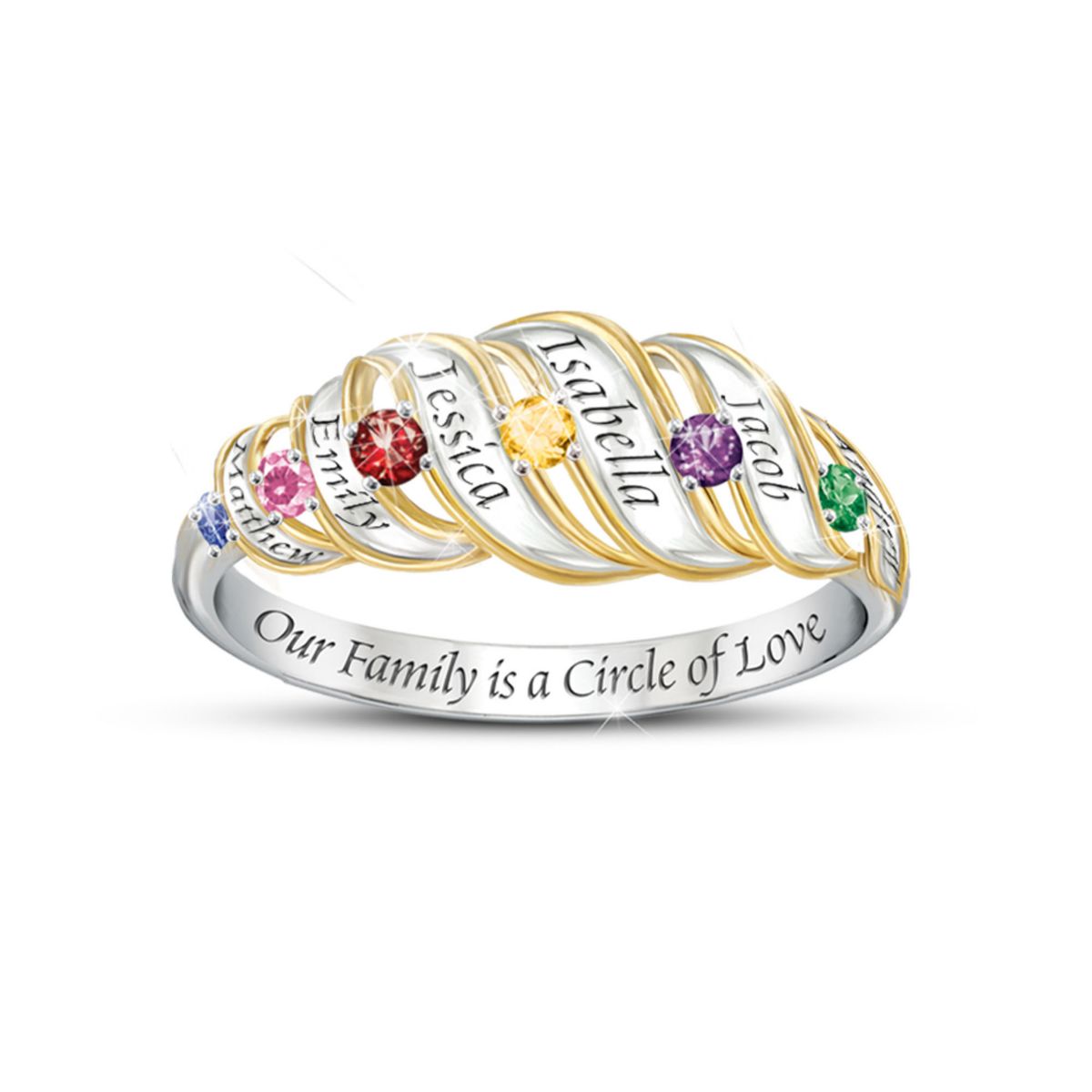 'Our Family Is A Circle Of Love' Personalised Ring