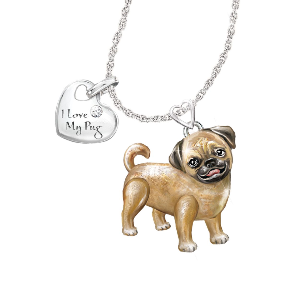 'Playful Pup' Pug Diamond Pendant