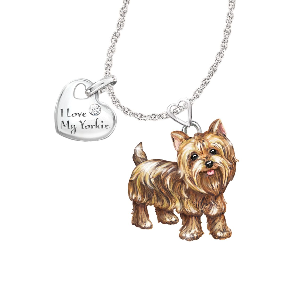 'Playful Pup' Yorkie Diamond Pendant