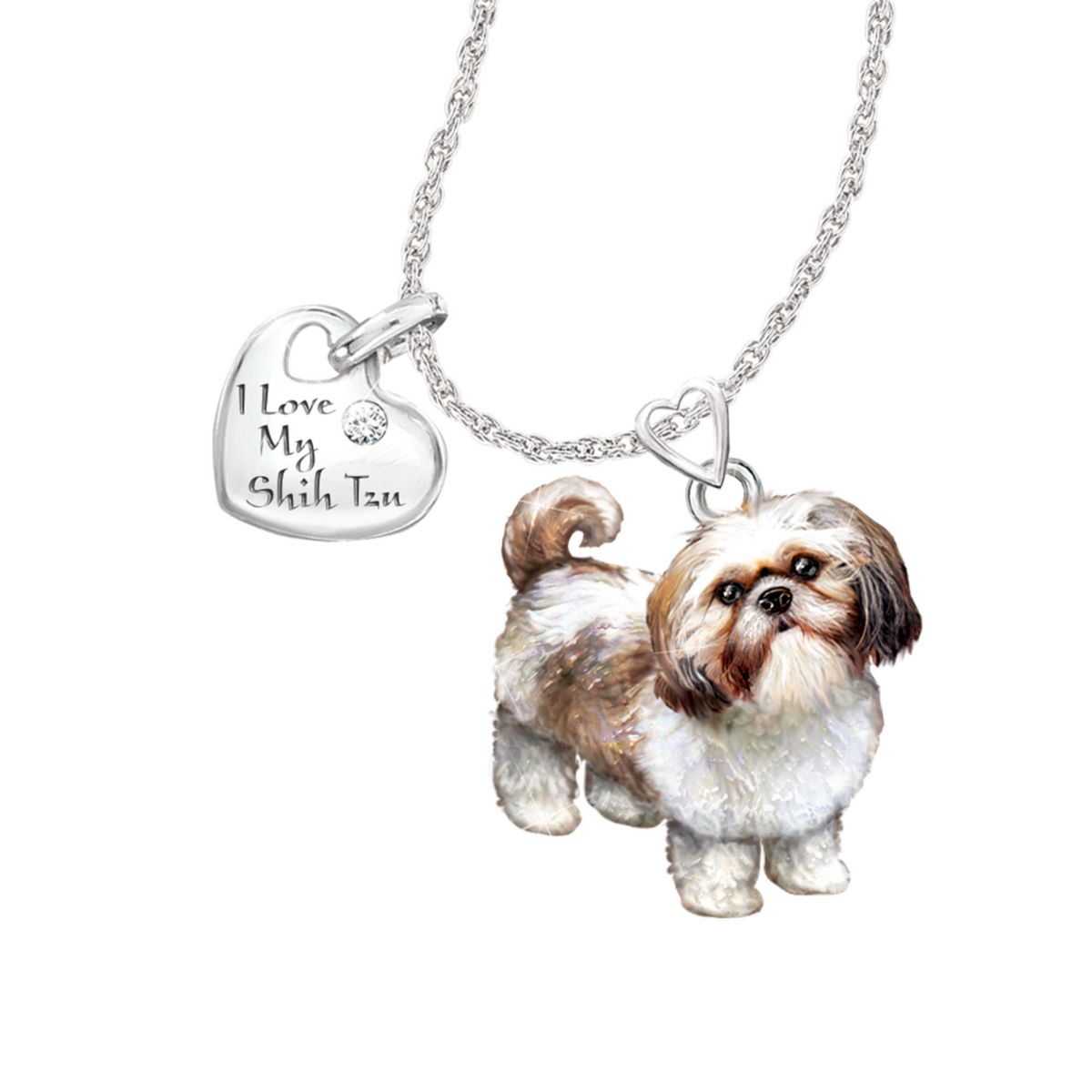 'Playful Pup' Shih Tzu Diamond Pendant