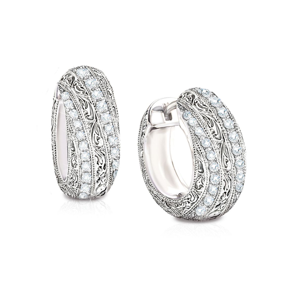 'Diamond Elegance' 12-Diamond Hoop Earrings