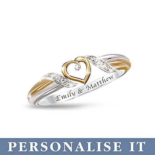 'Heart Of Love' Personalised Diamond Ladies' Ring
