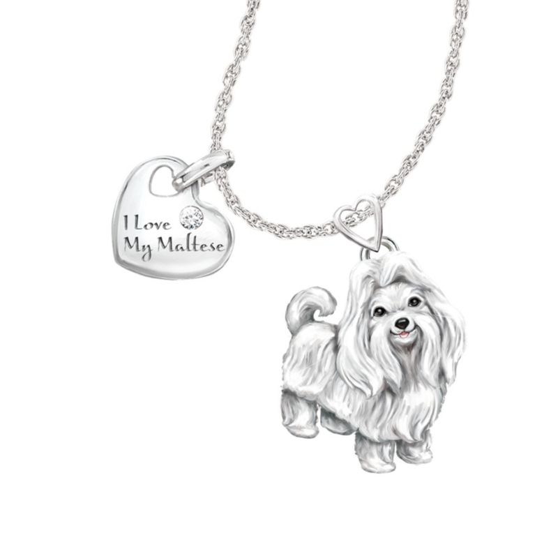 'Playful Pup' Maltese Diamond Pendant