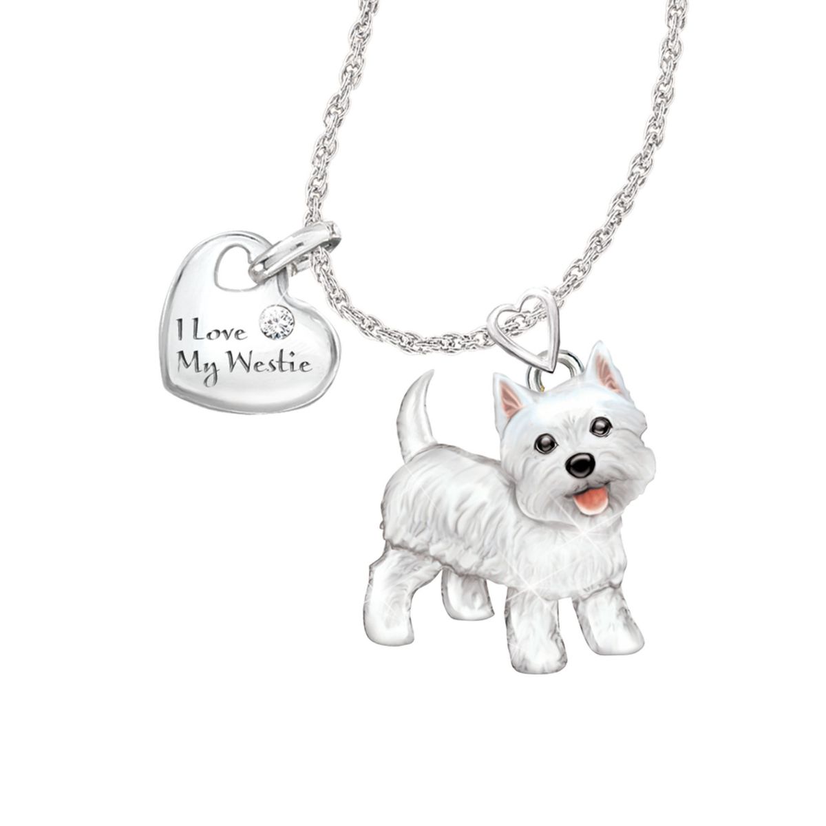 'Playful Pup' Westie Diamond Pendant
