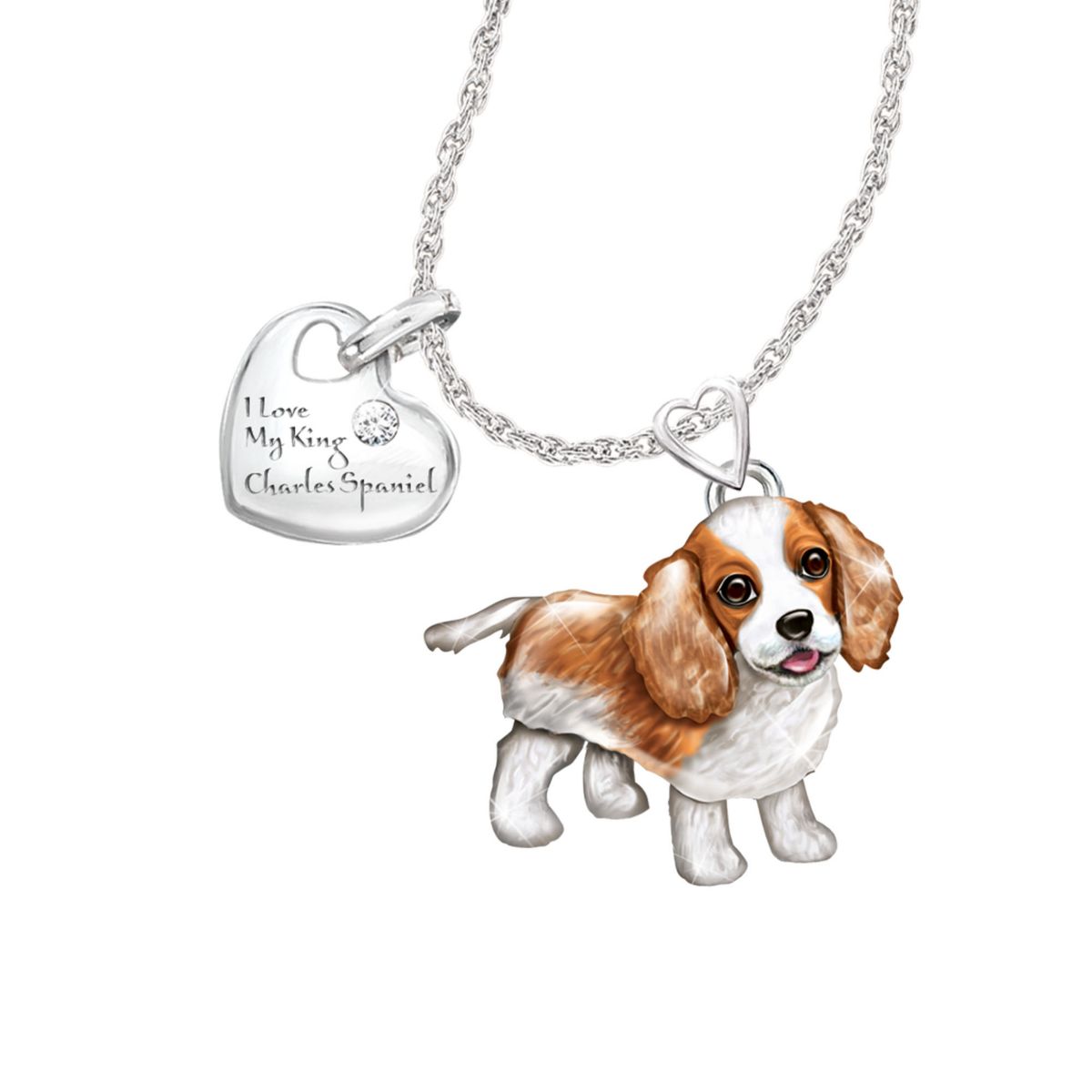 'Playful Pup' King Charles Diamond Pendant