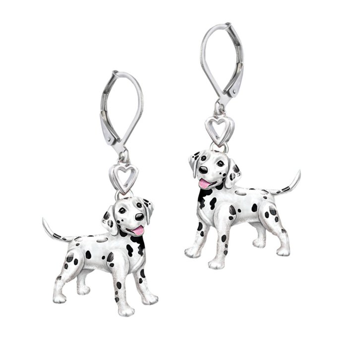 Cute Dalmatian Gift Pet Owner Gift for Dog Mom 925 Sterling Silver Hooks Dalmatian Earrings for Women