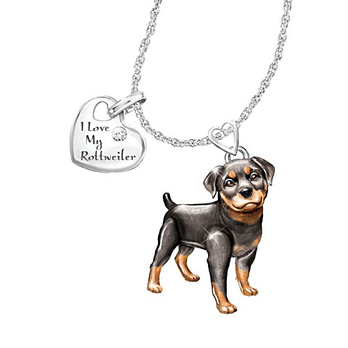 'Playful Pup' Rottweiler Diamond Pendant 
