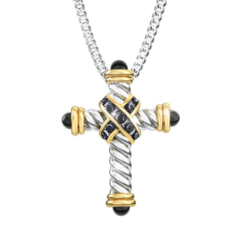 'Strength In Our Faith' Black Sapphire Men's Pendant