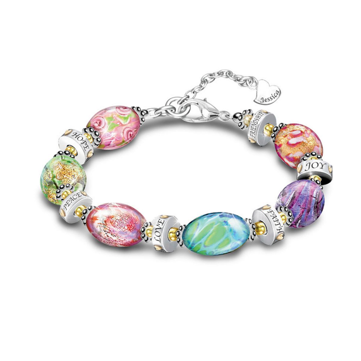 'Daughter I Wish You' Personalised Murano Style Bracelet