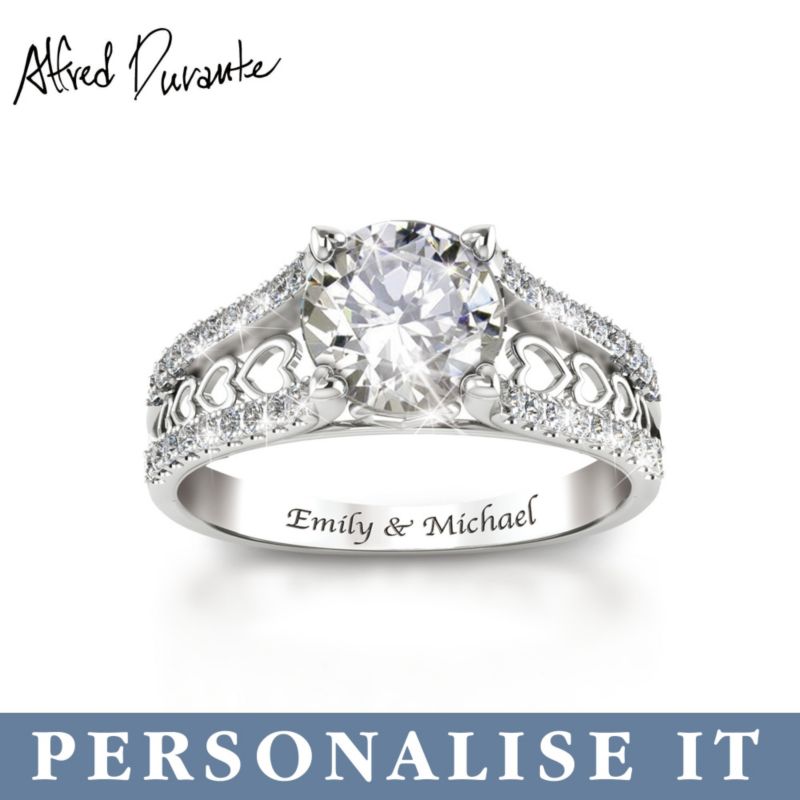 Alfred Durante &#039;One Love&#039; Personalised White Topaz Ring
