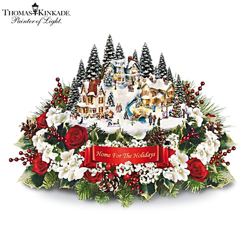 Thomas Kinkade 'Home For The Holidays' Floral Centrepiece
