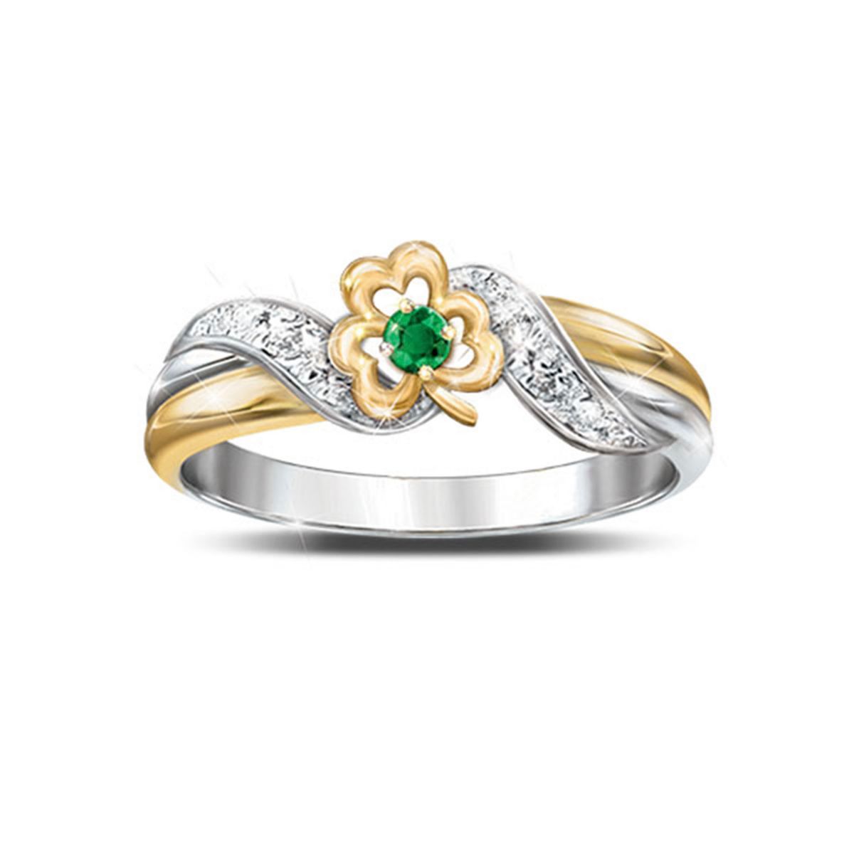 'Lucky Shamrock' Emerald And Diamond Embrace Ring