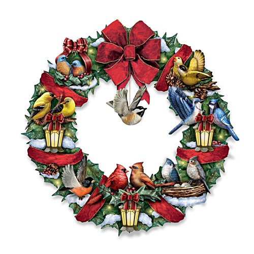 'Merry Melodies' Lit Songbird Wreath
