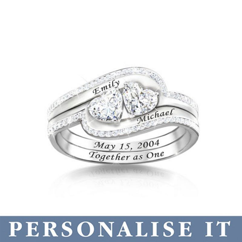 &#039;Together As One&#039; Personalised Interlock Ring 