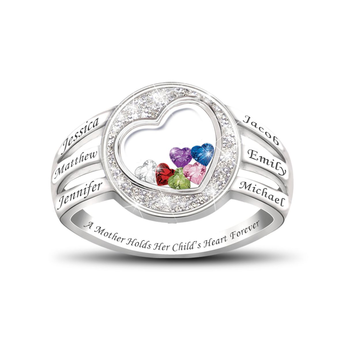 'A Mother Holds Her Child's Heart' Personalised Ring