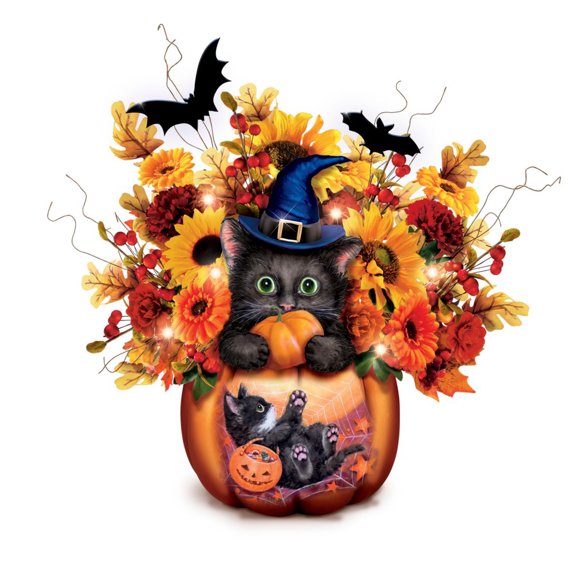 Kayomi Harai ‘Scaredy Cat’ Always in Bloom Lit Pumpkin