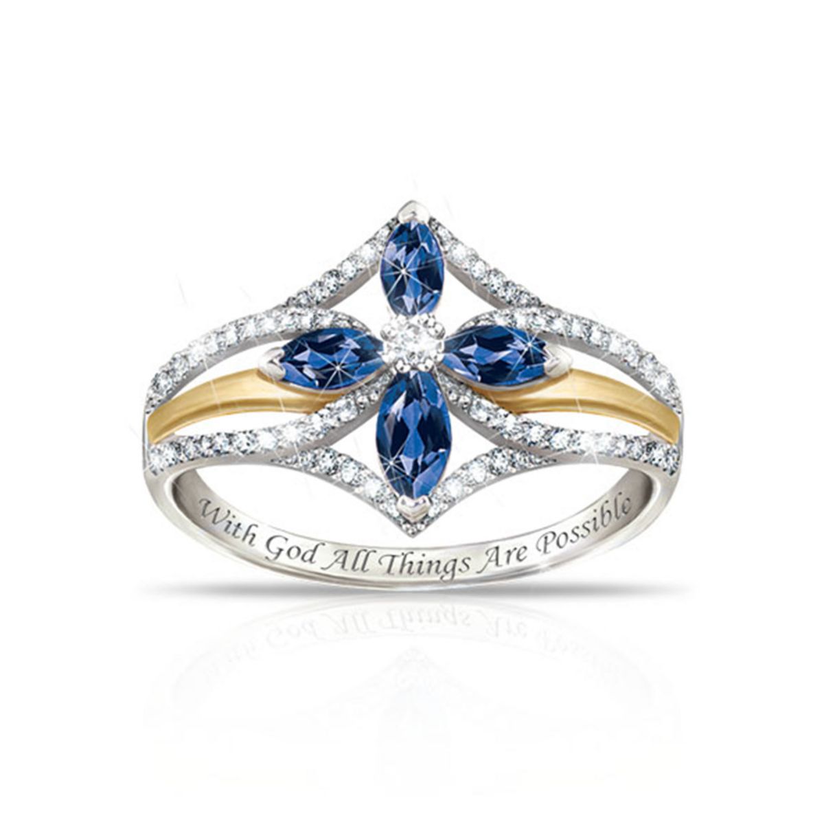 'The Promise Of Faith' Sapphire Cross Ring