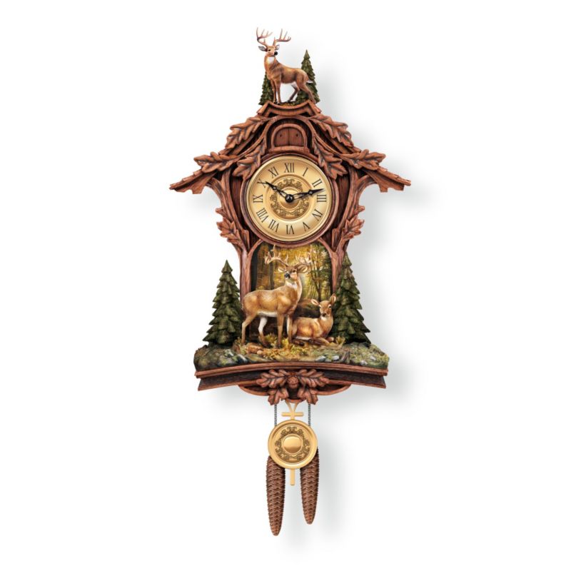 &#039;Whitetail Gathering&#039; Deer Cuckoo Clock 