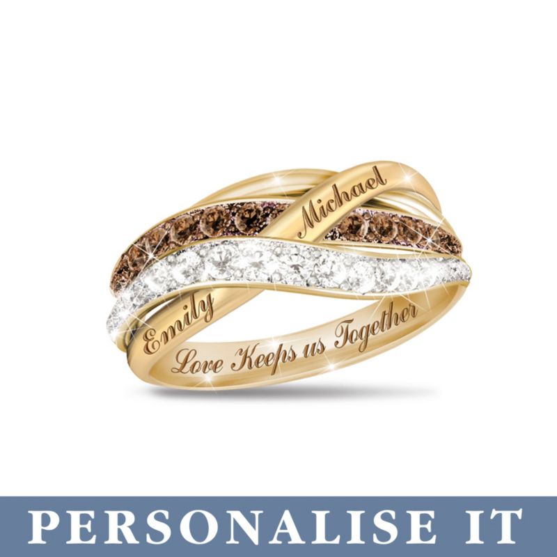 &#039;Together In Love&#039; Mocha Diamond Personalised Ring