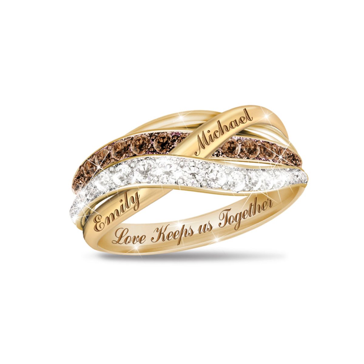 'Together In Love' Mocha Diamond Personalised Ring