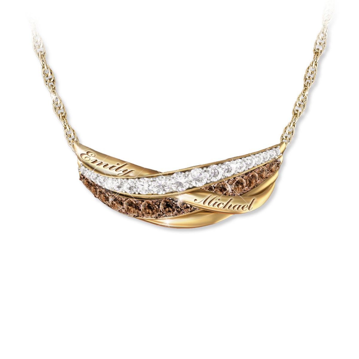 'Together In Love' Personalised Mocha Diamond Necklace