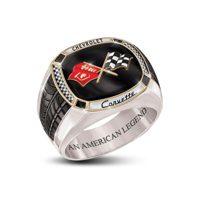Officially Licensed Corvette Solid Stainless Steel Men's Ring