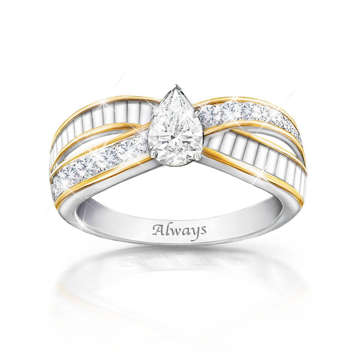 'Loving Memories' White Topaz Engraved Ring