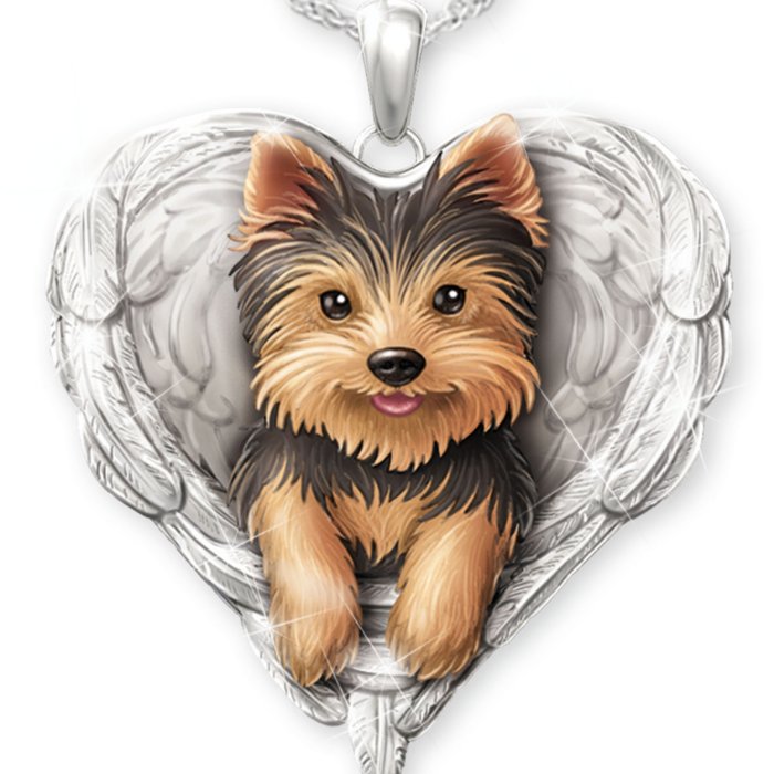 Yorkie Dog Canine Angel Remembrance Ladies' Pendant Necklace