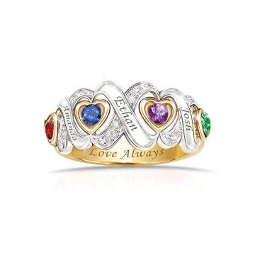 'Always My Family' Personalised Birthstone Ring