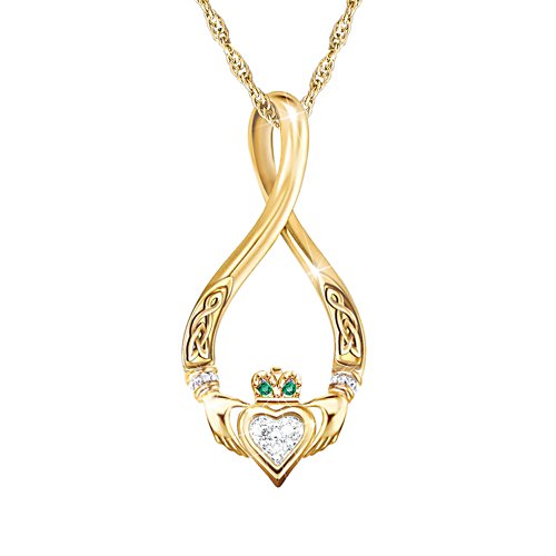 'Infinity' Diamond And Emerald Pendant